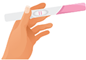 icon of a hand holding a pregnancy test