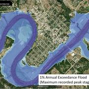 USGS Flood Inundation Mapper with water depth of 38 feet