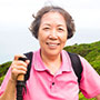 Mature Asian woman hiking