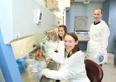 Lab members conducting experiments