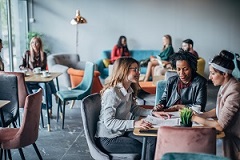 Cafe with customers at tables