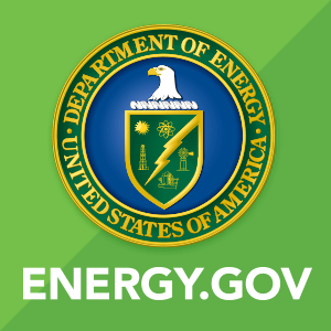 Image of U.S. Department of Energy's logo on a green background, with the text energy.gov below the logo