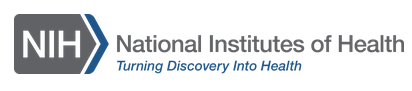 Logo of the NIH, with the text "National Institutes of Health. Turning Discovery into Health"