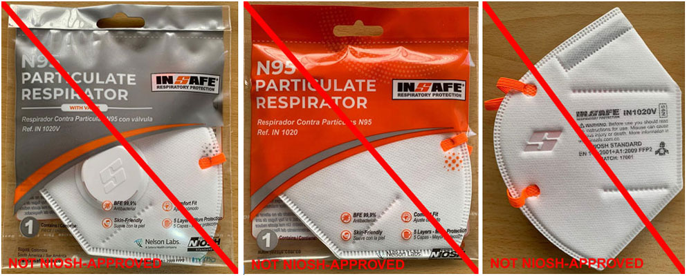 This is an example of a misrepresentation of a NIOSH approval. INSAFE is not a NIOSH approval holder or a private label holder. (8/25/20)