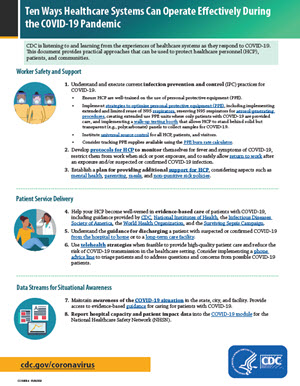 Ten Ways Healthcare Systems Can Operate Effectively during the COVID-19 Pandemic