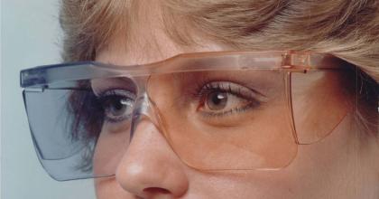 photo of person wearing weight loss vision glasses from the FDA history collection 