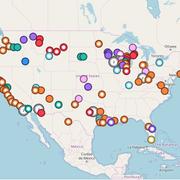 Image of WHISPers home page showing map of data points in United States.