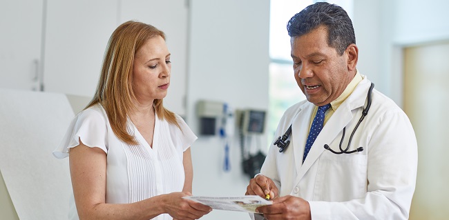 Female patient and male doctor