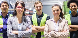 Portrait of staff at distribution warehouse