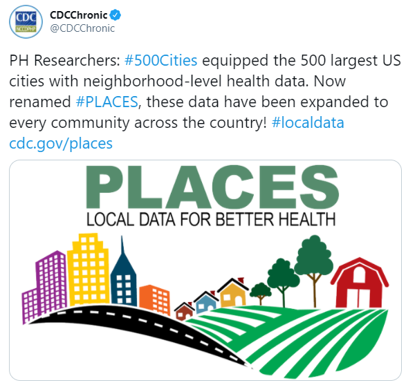 PH Researchers: #500Cities equipped the 500 largest US cities with neighborhood-level health data. Now renamed #PLACES, these data have been expanded to every community across the country! #localdata cdc.gov/places
