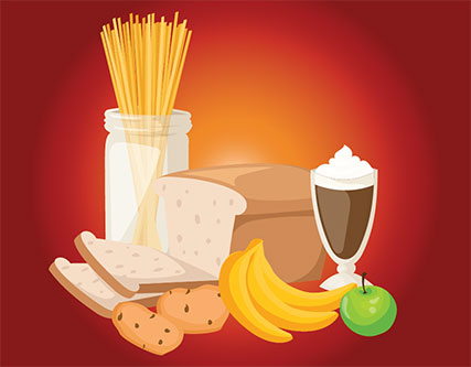 image of carbs pasta bread fruit potatoes