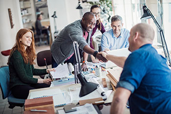 group of people in an office