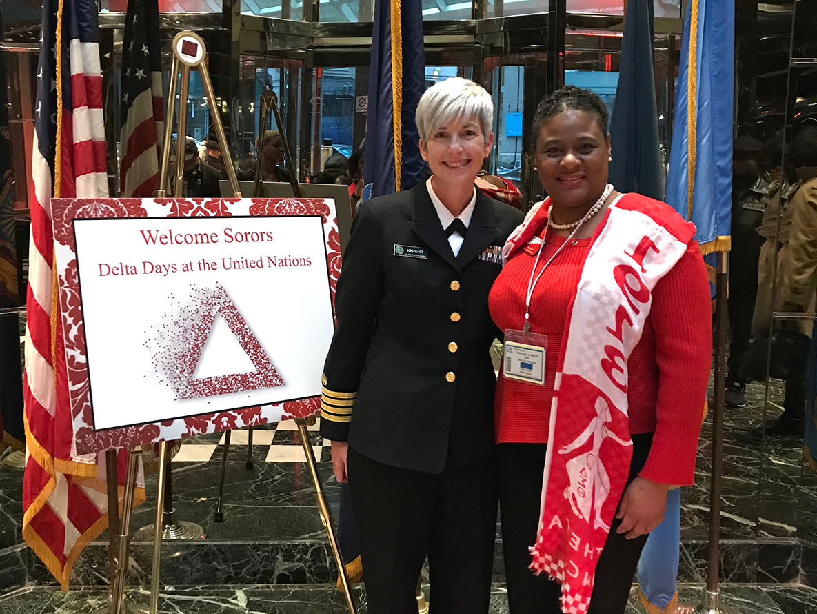 Dr. Nancy Knight, at Delta Day at the United Nations, spoke about public preparedness and empowering women during times of natural disaster