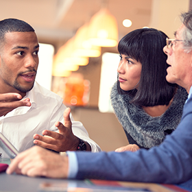 group of people in discussion