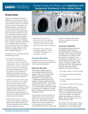 Cover page of the Appliance Standards Fact Sheet.