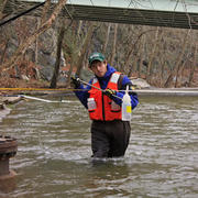 Collecting water quality samples, Patapsco River