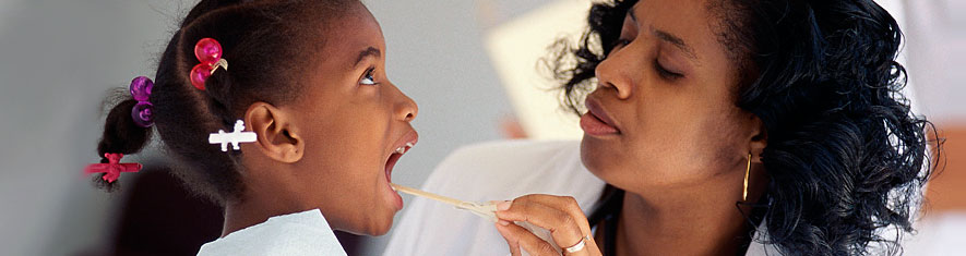 Doctor examining child.