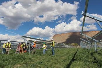 Grid Alternatives installing solar racking.