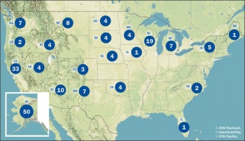 Map of DOE-supported tribal energy projects.