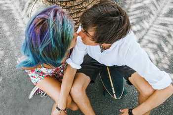 teen couple kissing