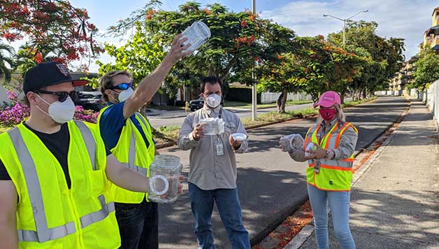 The Puerto Rico Vector Control Unit release mosquitoes with Wolbachia in Ponce, Puerto Rico.