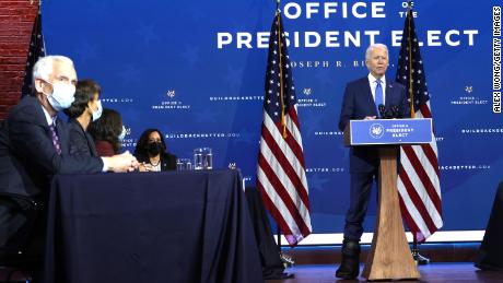 U.S. President-elect Joe Biden speaks during an event to name his economic team at the Queen Theater on December 1, 2020 in Wilmington, Delaware. Biden is nominating and appointing key positions of the team, including Janet Yellen to be Secretary of the Treasury.