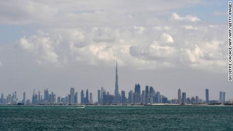 The skyline of Dubai with the Burj Khalifa (C) in the background.