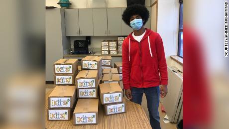 Ahmed Muhammad with some of the Kits Cubed science kits