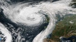 The Visible Infrared Imaging Radiometer Suite (VIIRS) instrument aboard the NOAA/NASA Suomi NPP satellite captured this image of post-tropical cyclone Ophelia as it struck Ireland on October 16, 2017