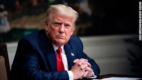 President Donald Trump speaks in the Diplomatic Room of the White House on Thanksgiving on November 26, 2020 in Washington, DC. 