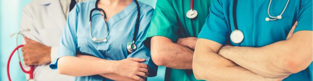 closeup of doctors standing in a row