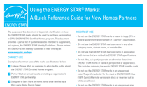 Using the ENERGY STAR Marks - A Quick Reference Guide for New Homes Partners