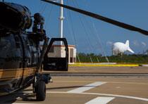 Helicopter with Aerostat in background