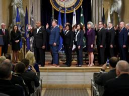 Attorney General Barr swears in commissioners of the President’s Commission on Law Enforcement and the Administration of Justice, made up of police chiefs, state prosecutors, county sheriffs, law enforcement, federal agents, U.S. Attorneys and a state attorney general.
