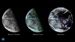 These three images from NOAA's GOES East (GOES-16) satellite show us what Earth looks like from space near the solstice. The images were captured about 24 hours before the 2018 solstice, at 5:30 p.m. on Dec. 20, 2018.