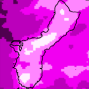 Simulated change in rainfall on Guam