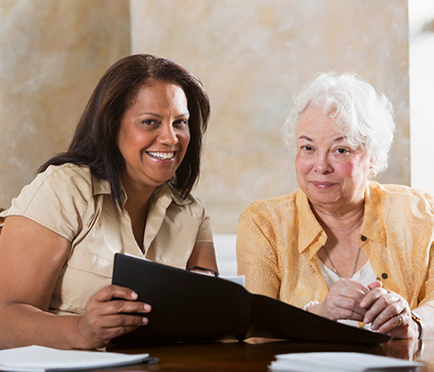 elderly woman getting legal council