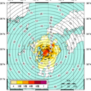 map of Japan with concentric circles overlain