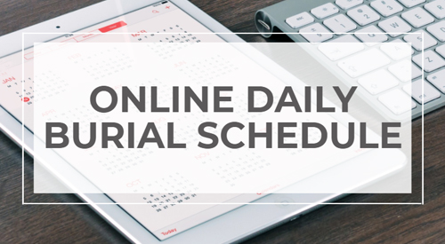Graphic for online Daily Burial Schedule.