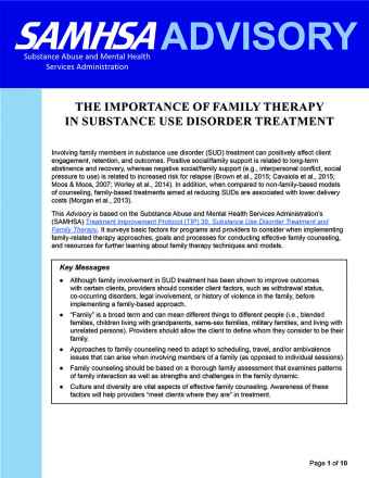 Advisory: The Importance of Family Therapy in Substance Use Disorder Treatment