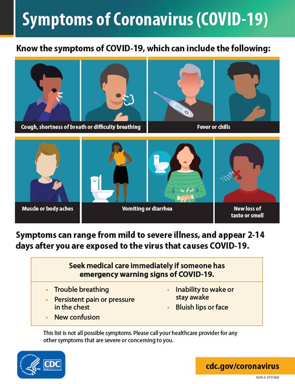 코로나바이러스 감염증 2019의 증상 포스터
