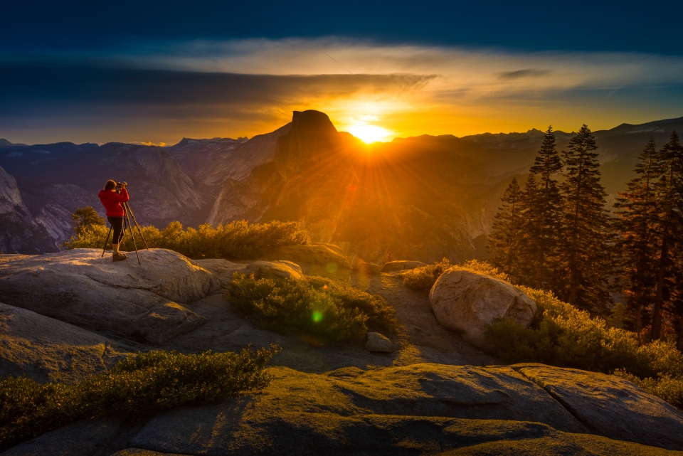 Photographer taking a photo in Yosemite National Park