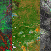 Collage of airborne spectroscopy imagery