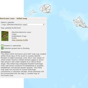 Initial NAS FaST map of potential spread of coqui frog (Eleutherodactylus coqui) from flooding associated with Hurricane Lane.