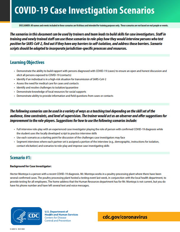 Covid Investigation Scenarios