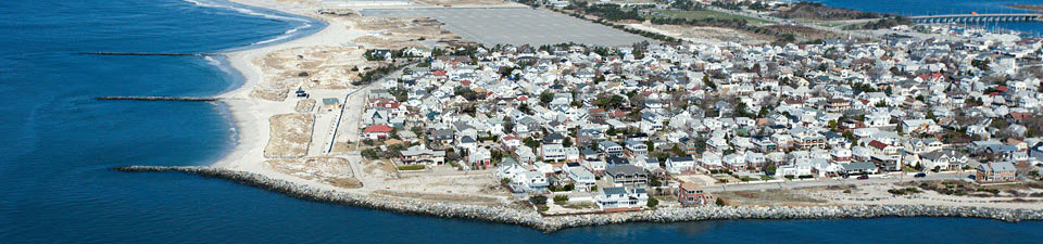 Aerial view of coastal community