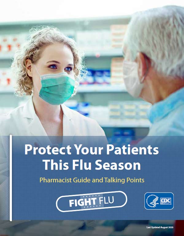 image of health care professional speaking with patient with text Protect Your Patients This Flu Season