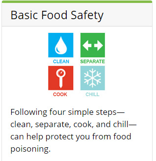 Image of graphic for Basic Food Safety. Clean, separate, cook and chill. 