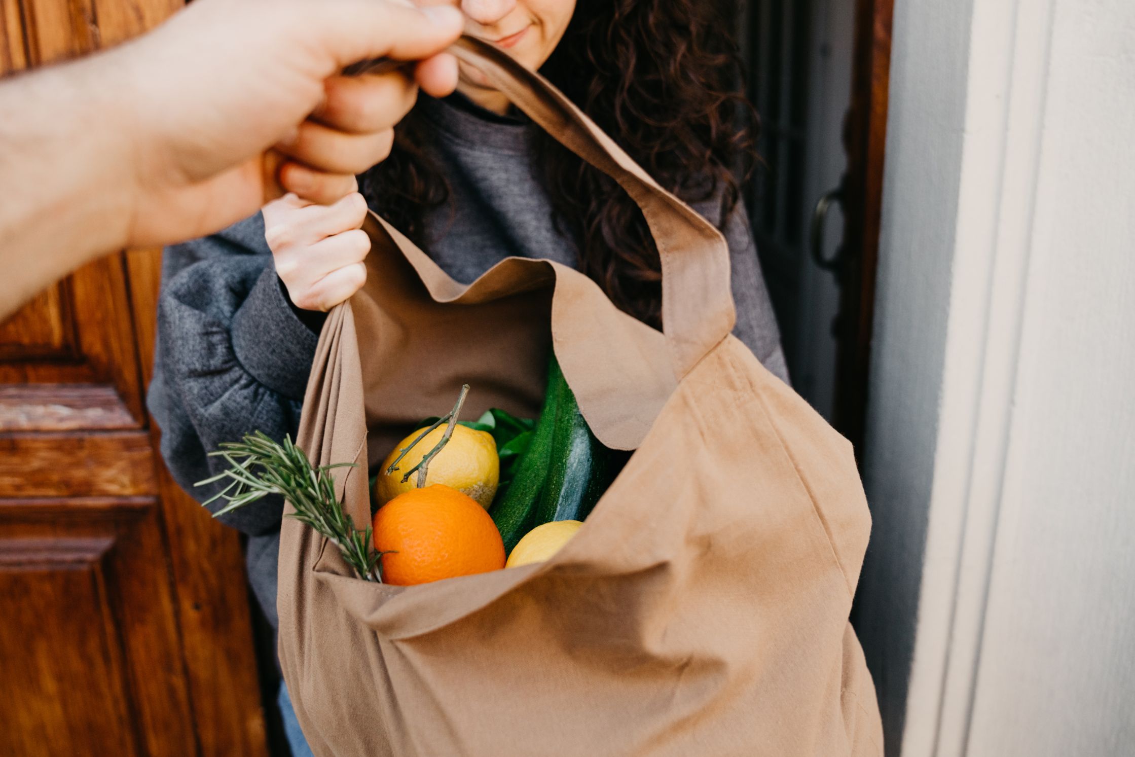 Delivering bag of food